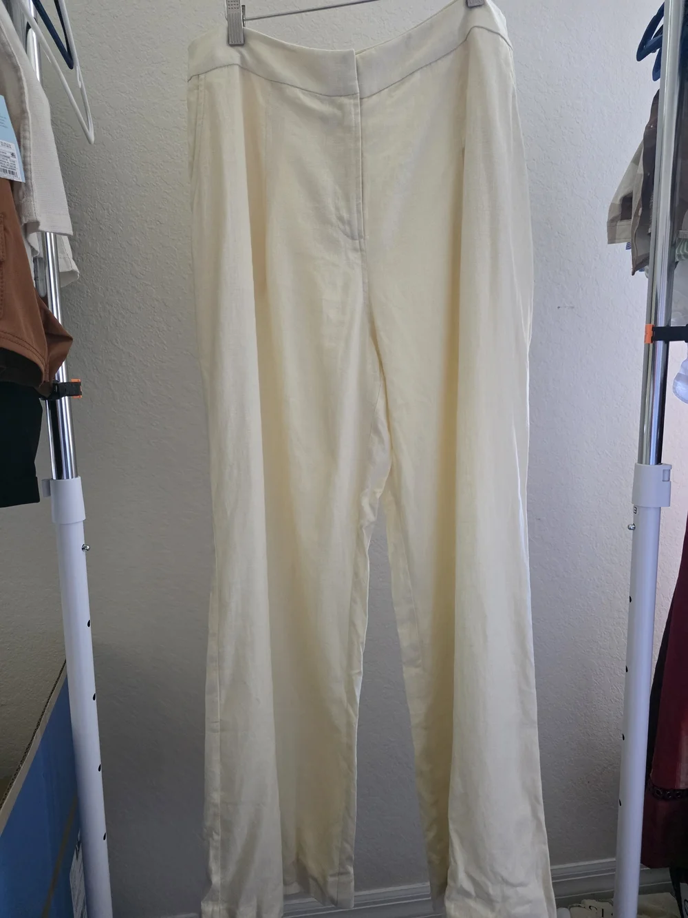 Parker Cream Wide-Leg Trousers Linen Pans Palazzo Classic